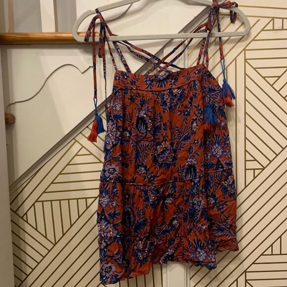 Loft Paisley Print Strappy Tassel Tank NWT - Picture 4 of 7